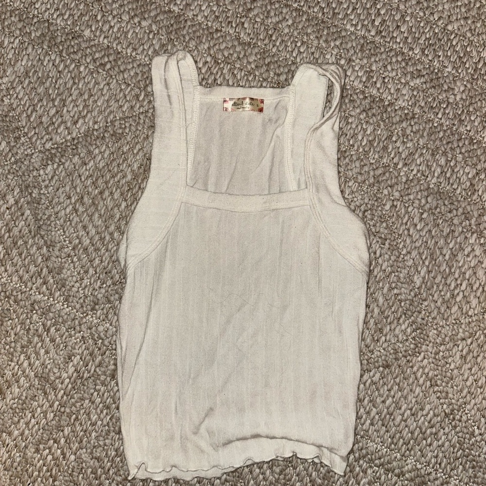 Altar'd State Cream Ribbed Tank Top